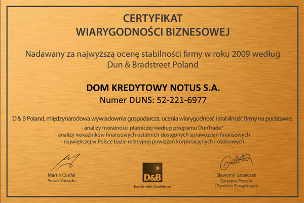 Certyfikat D&B